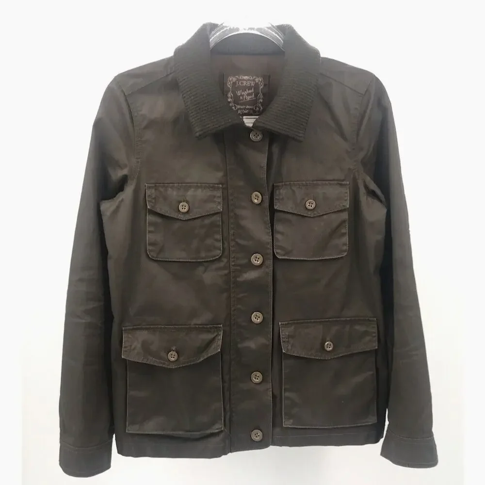 J. Crew Brown Washed & Aged Utility Jacket Womens S